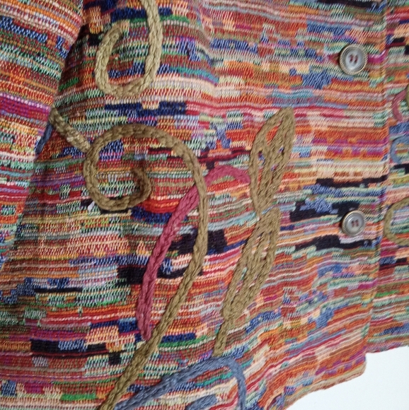 Graff by Um Company multi color handwoven button down jacket with embroidery - Picture 5 of 15
